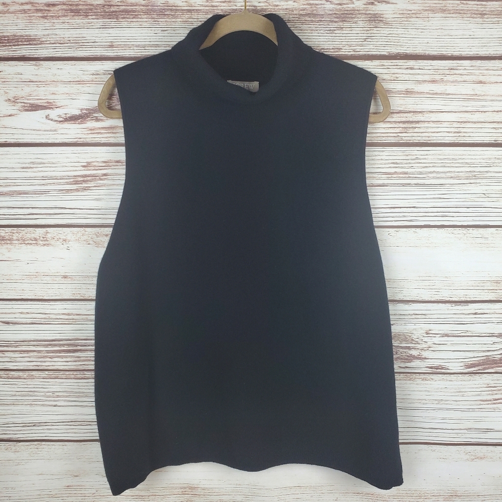 NWT J. Crew Womens 3X Cashmere Black Mock/Turthneck Sleeveless Sweater
